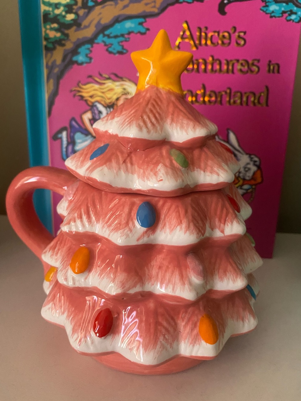 Pink Christmas Tree Mug Kitschy retro Mr Christmas ceramic decor